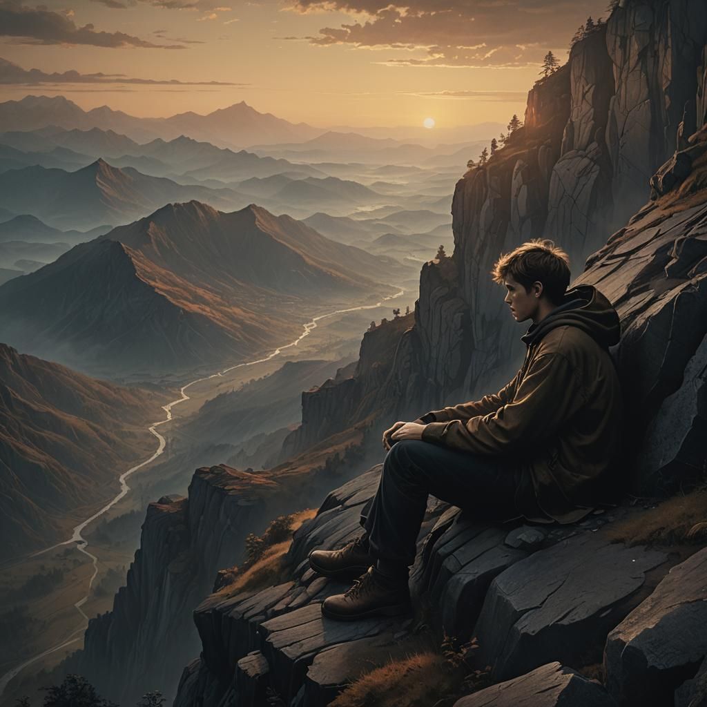 Young Man's Solace at Sunset