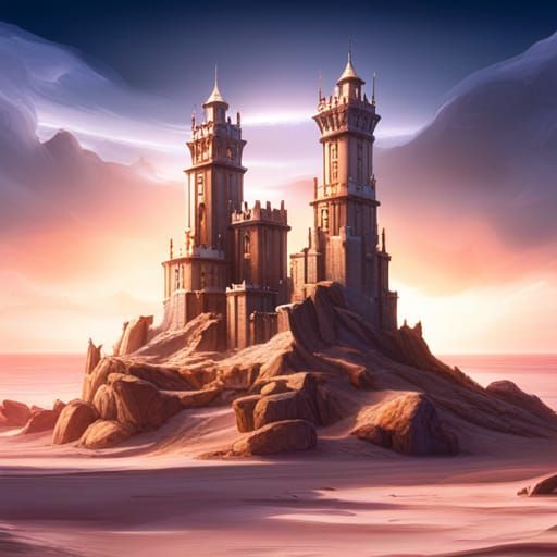 desert castle with billowing skies
