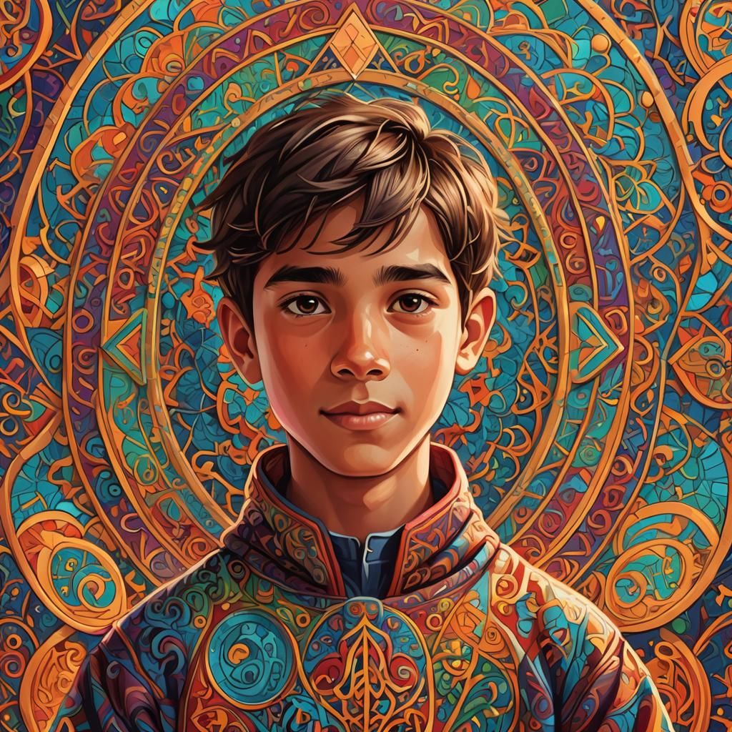 Boy Holds Hopeful Sign in Whimsical Digital Art