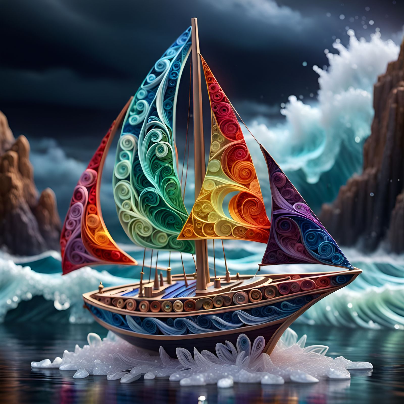 Quilling sailboat - AI Generated Artwork - NightCafe Creator