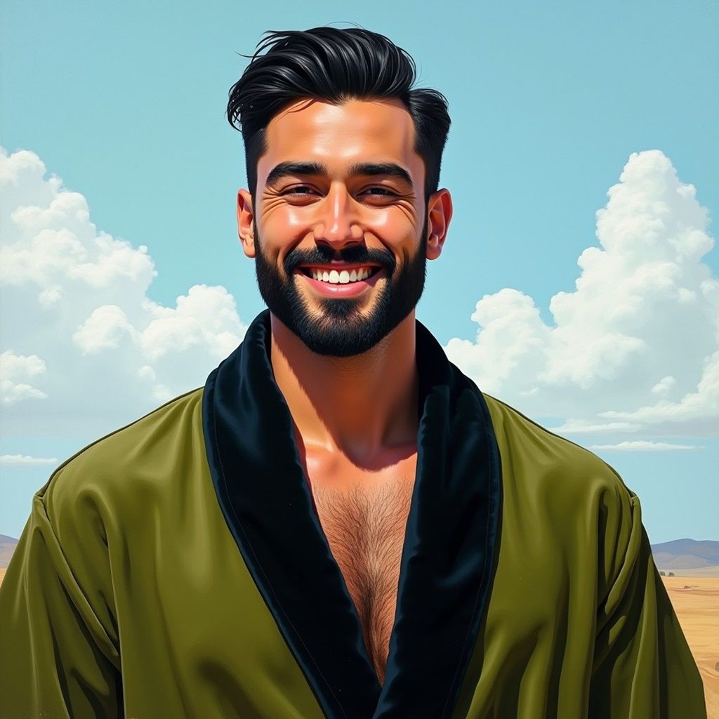 A handsome cheerful proud man