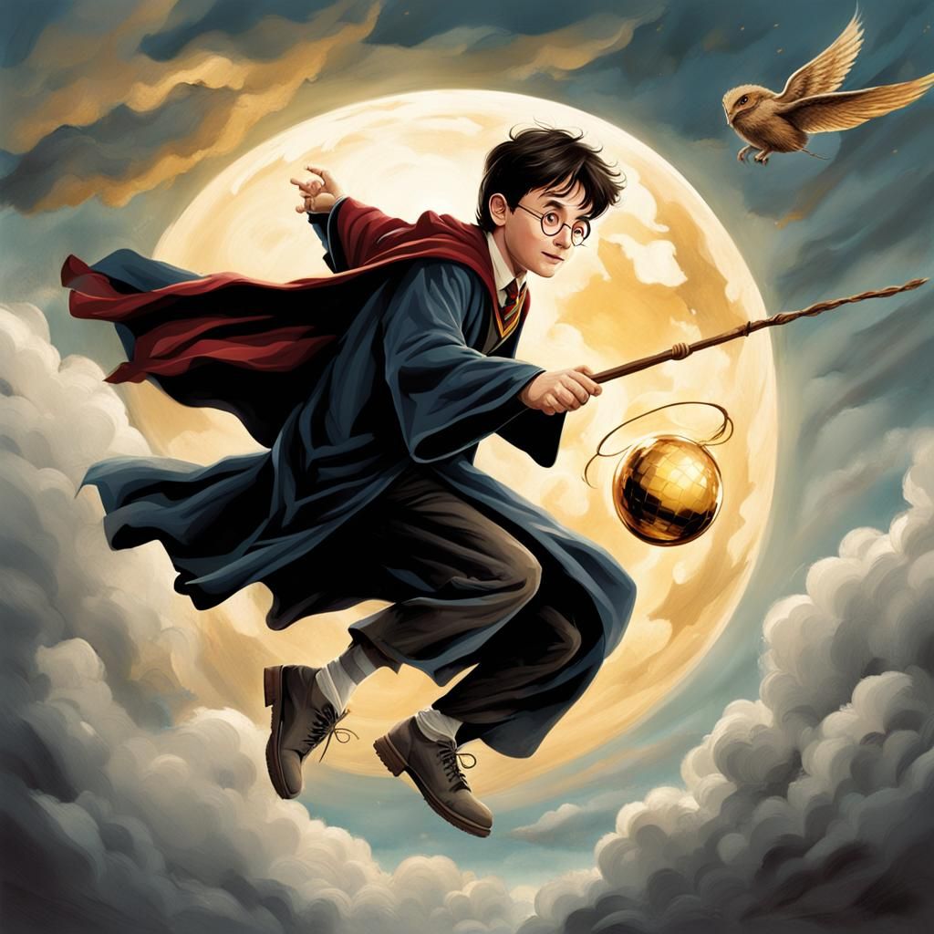 Harry Potter and Hedwig Play Quidditch Without Broomsticks   by @Polly