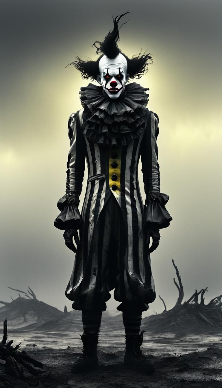 Tattered Clown in a Desolate Wasteland