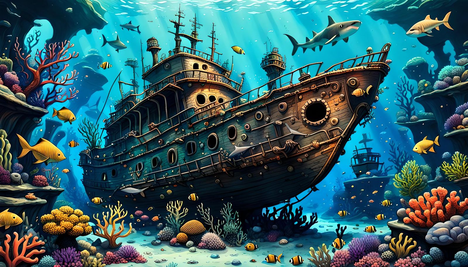 Underwater Shipwreck  by @Mytho