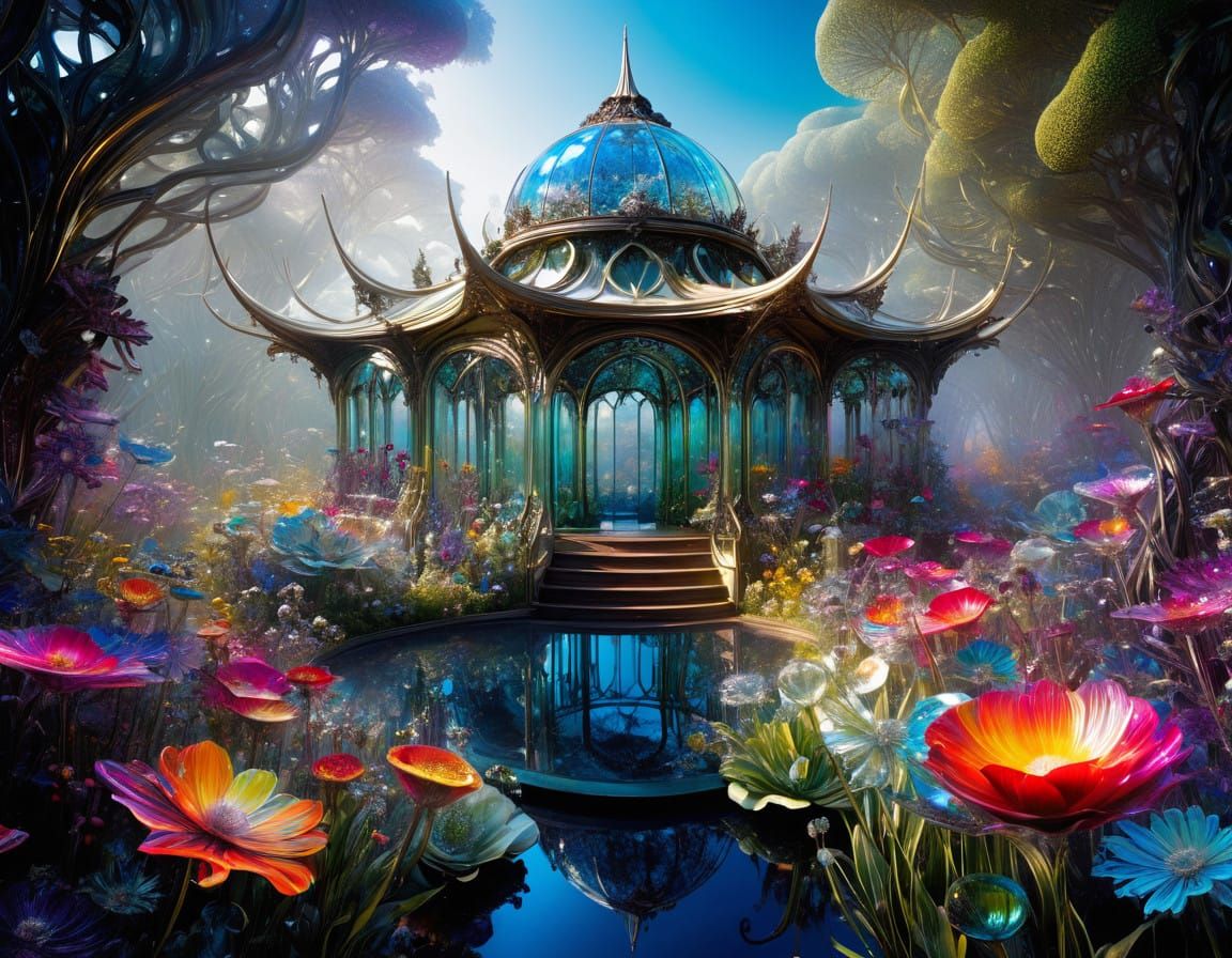 Botanical garden of glass flowers  by @Katie May