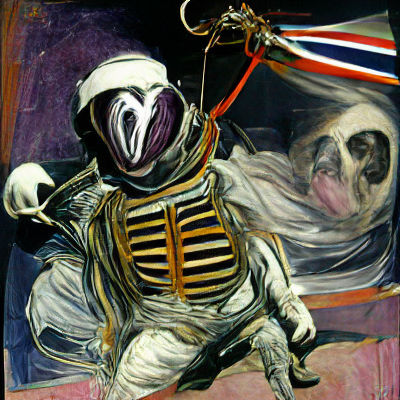 Scary skeleton astronaut in space Francis Bacon