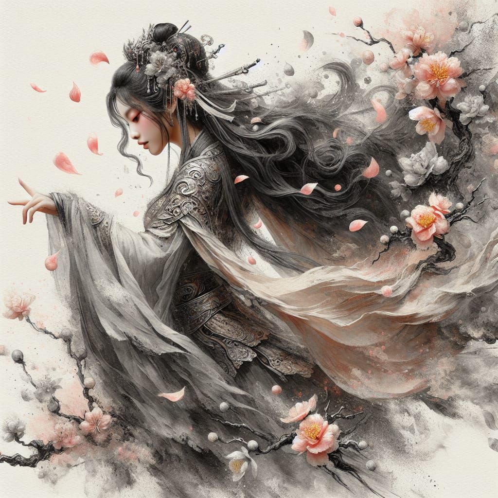 Dance of peach petals