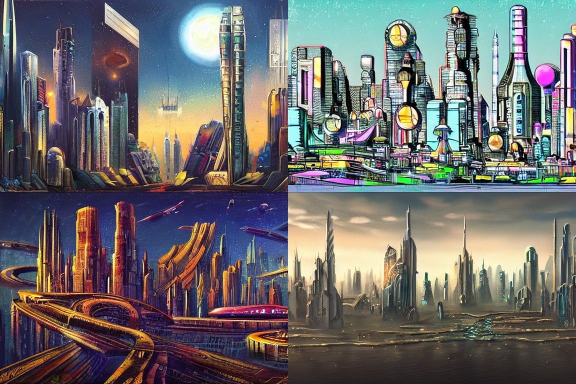 Sci-fi city in the style of Fine Art