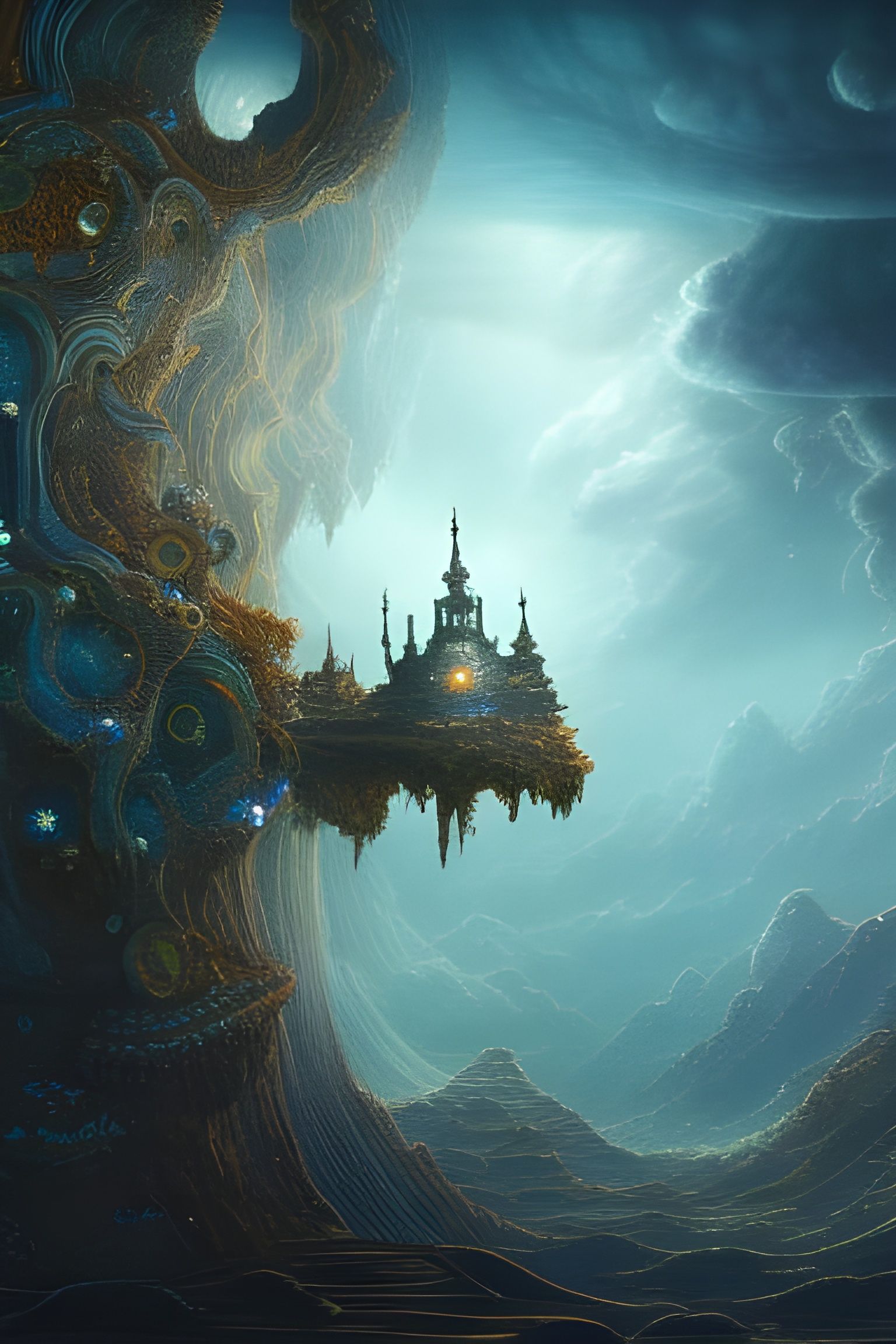 The Suspended Palace (Deep Fantasy Day, Work 5) AI Generated Artwork