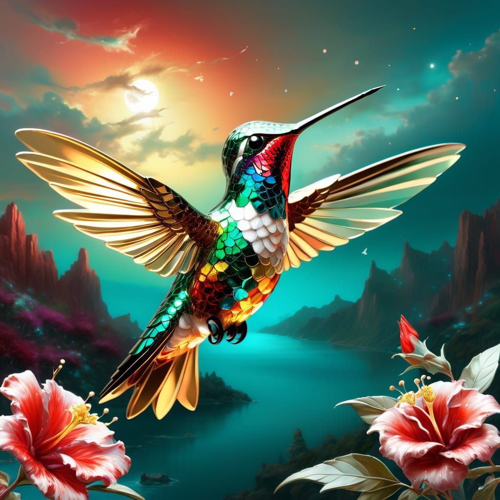 Hummingbird made of glass