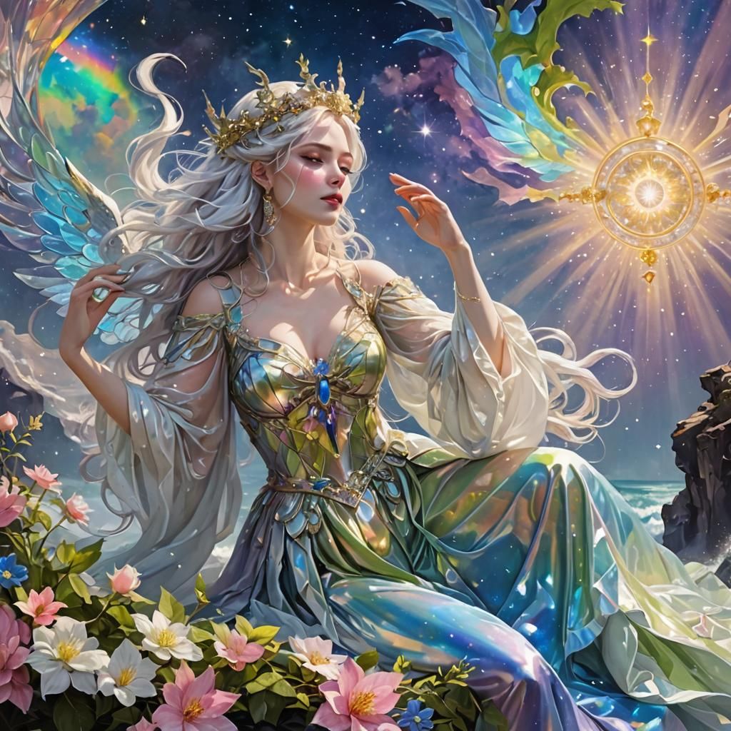 Celestial Utopia: Ethereal Beauty in Iridescent Hues
