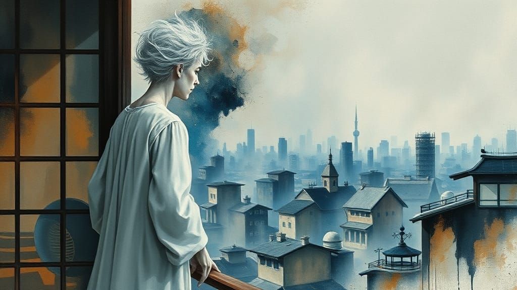 Ethereal Pantheistic God Watches Dystopian City from Hyperde...