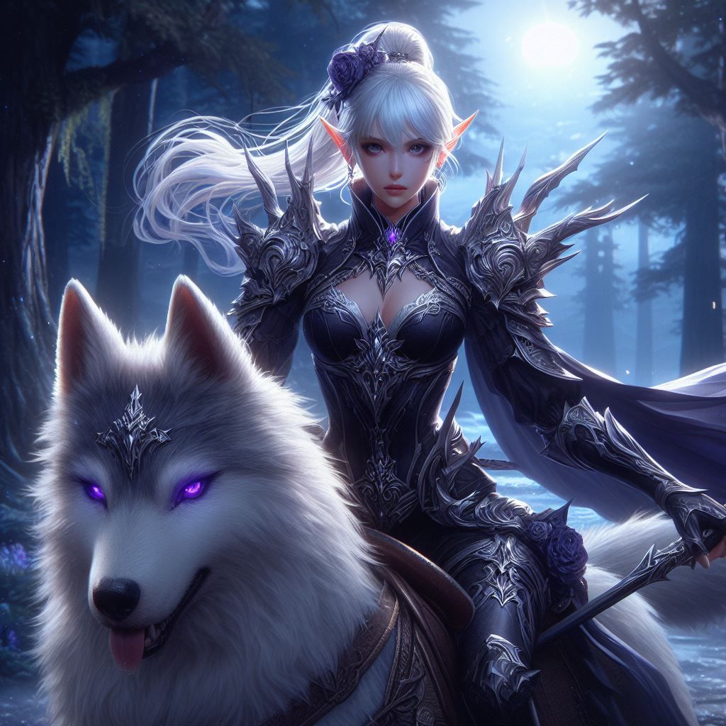 Dark elven wolf rider