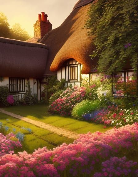 Countryside Cottage - AI Generated Artwork - NightCafe Creator