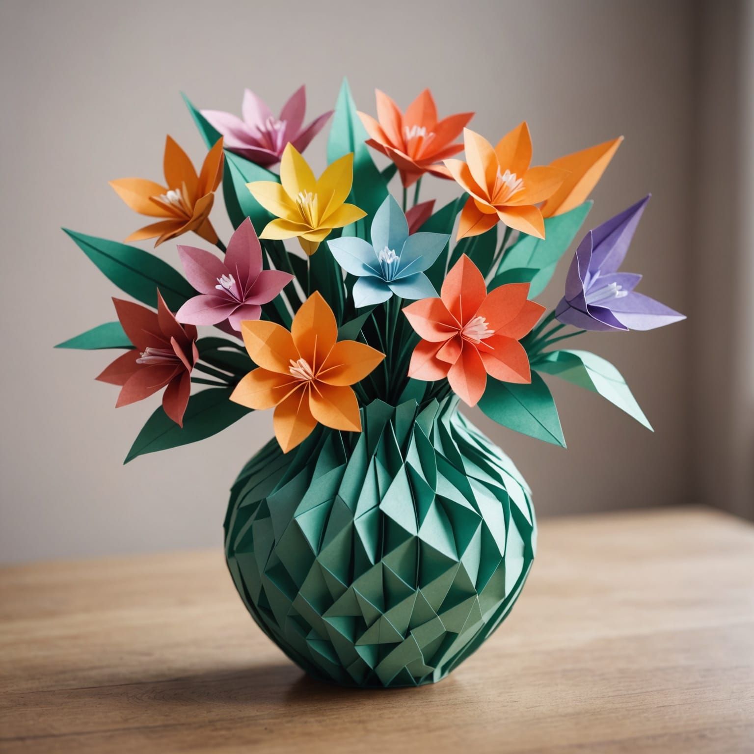 Exquisite Origami-Style Floral Arrangement in Vibrant Color