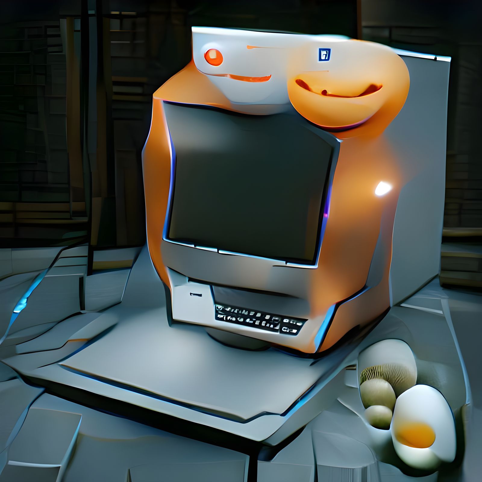 Sentient computer smiling and eating #eggs - AI Generated Artwork ...