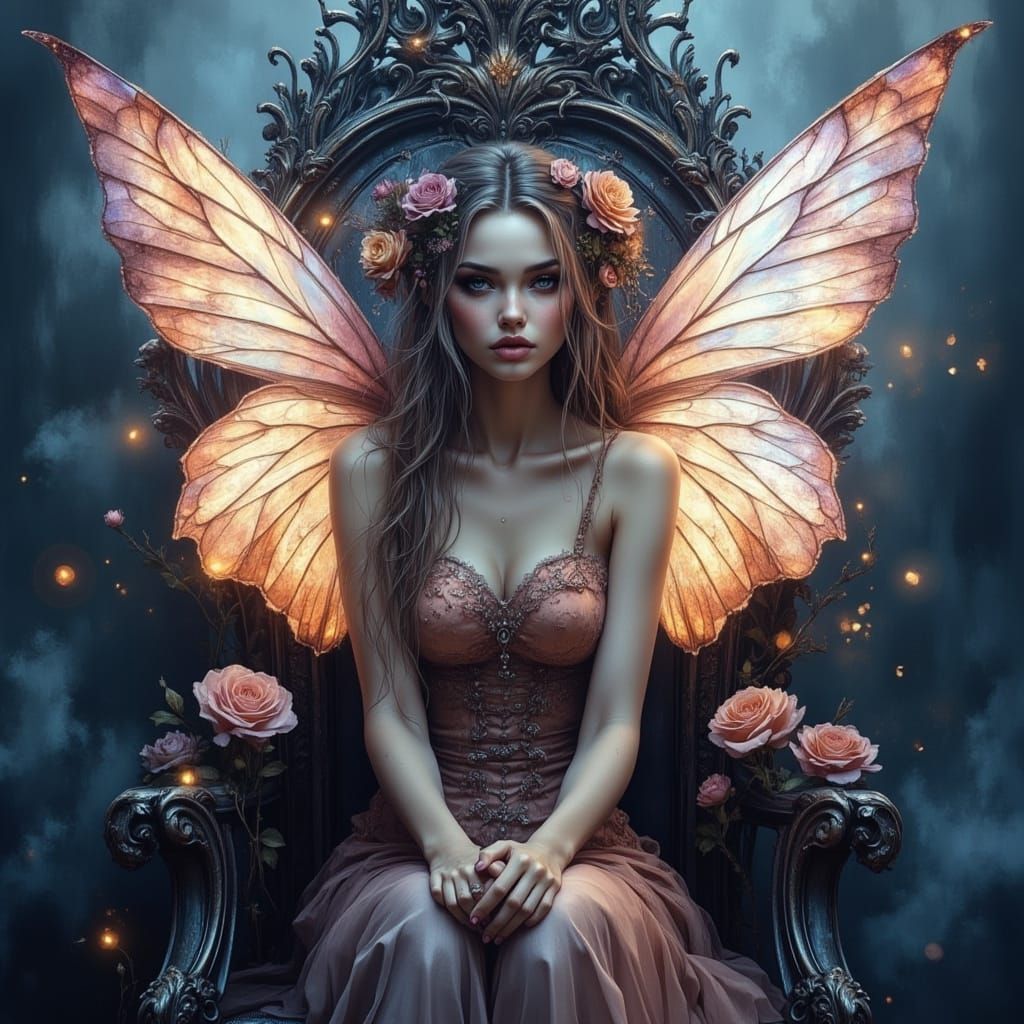 Ethereal Fae Queen in Dreamy Bohemian Fantasy Realm