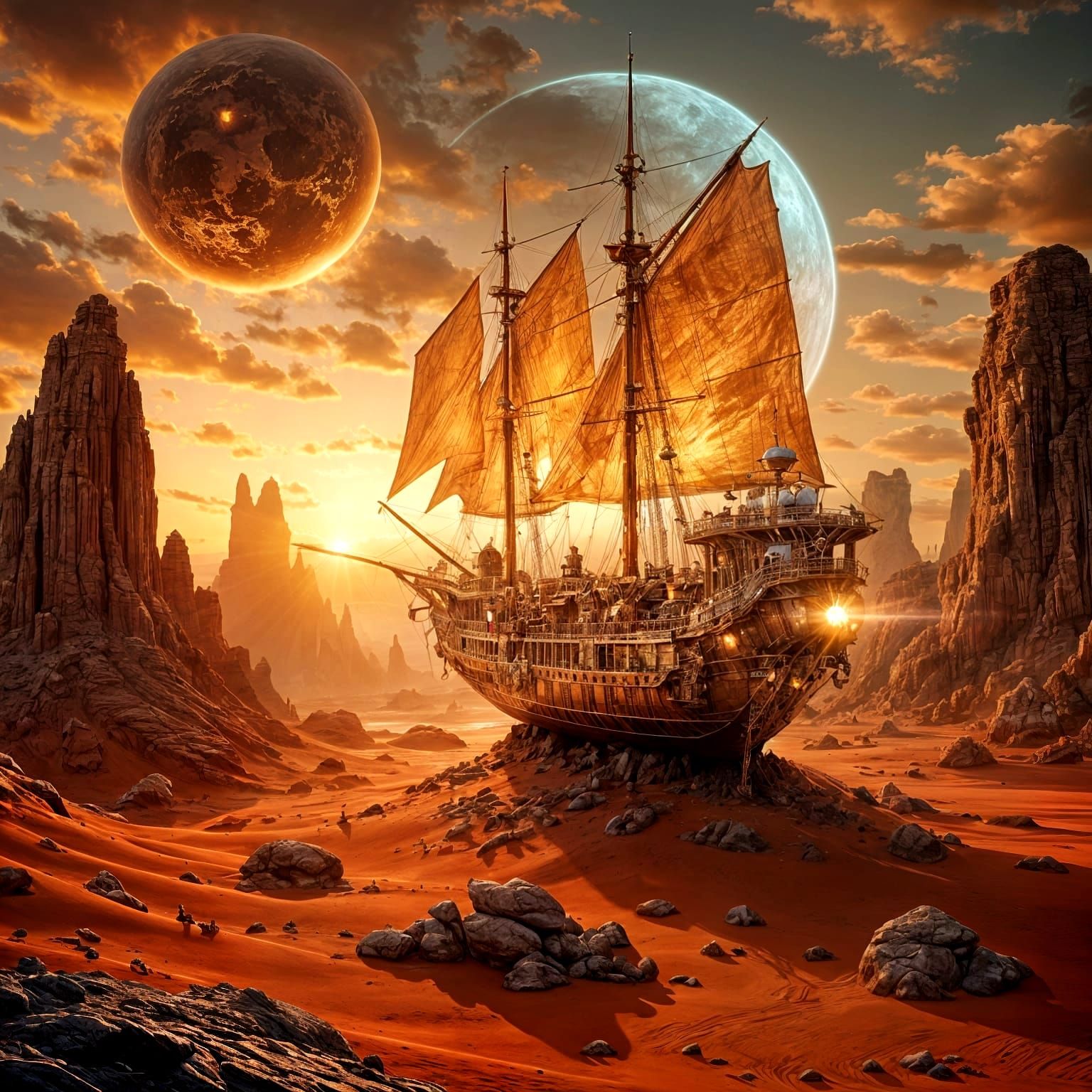 The Great Sand ships of Mars  by @ArtByAj