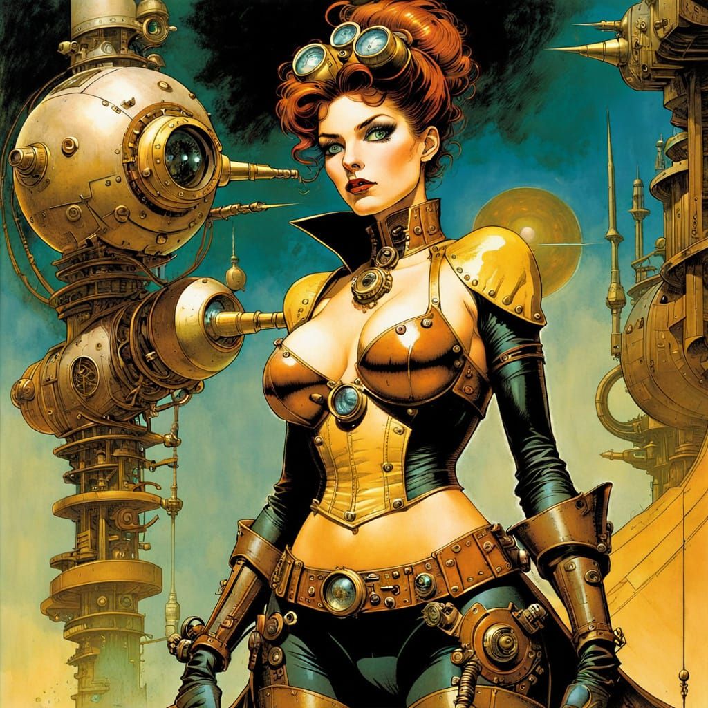Exceptional Steampunk Precisionism, Jim Starlin, Bill Sienkiewicz, retroweird sci-fi comicbook  by @xtough 