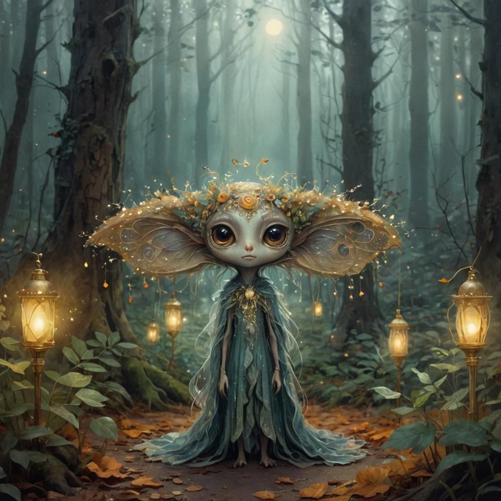 Ethereal Woodland Sprite in Whimsical Watercolor