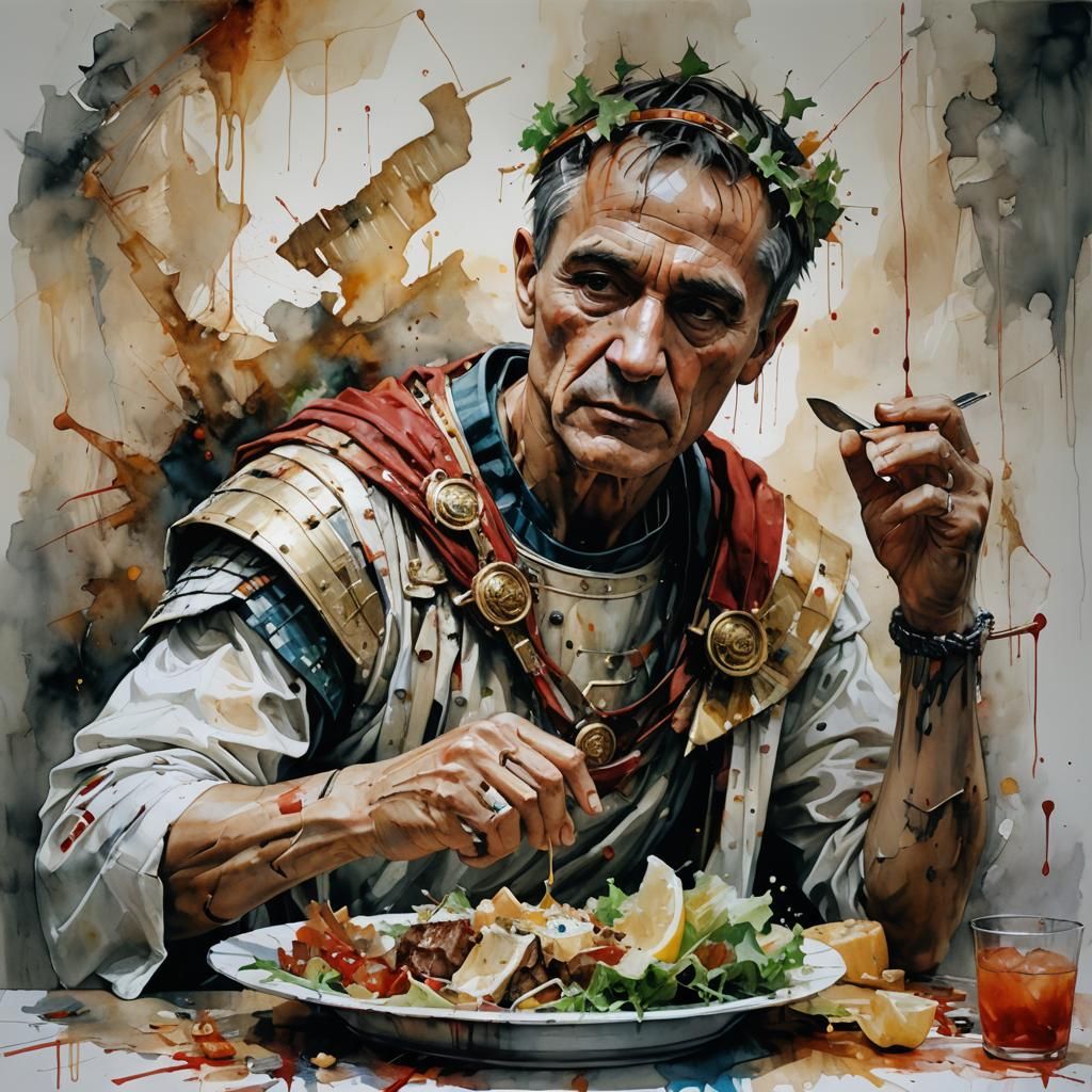 Caesar eats Caesar salad  by @Daleone