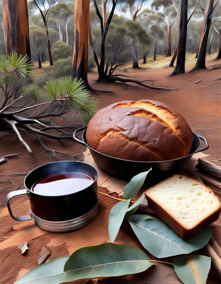 Australian Tucker: Damper and Billy Tea - AI Generated Artwork ...