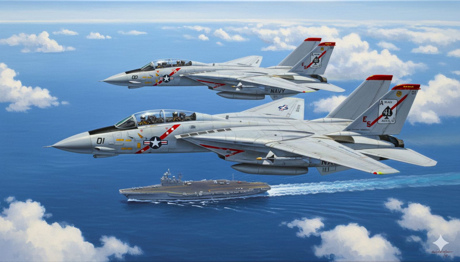F-14As of VF-41 The Black Aces CAP the Carrier
