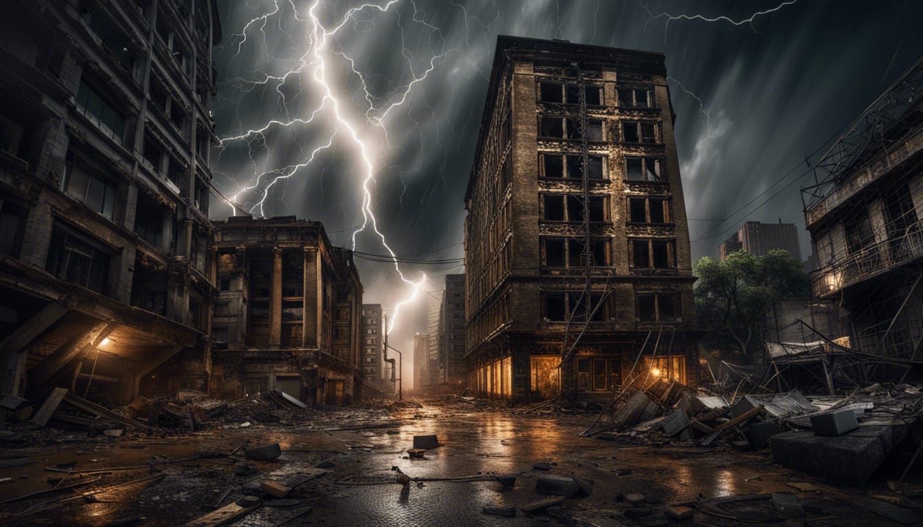 Thunderstorm in a post-apocalyptic city  by @GeorgeNoX