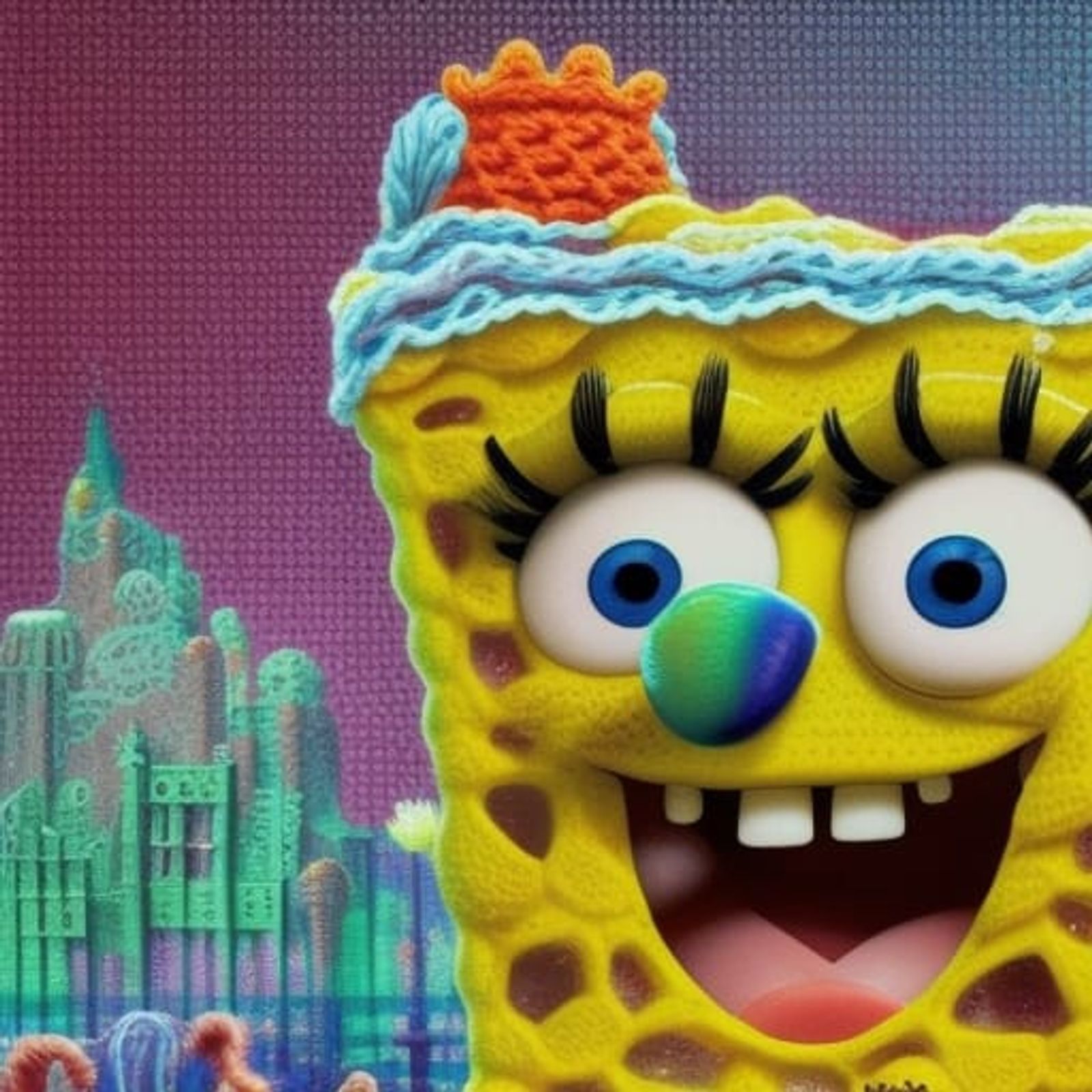 A yarns crochet Spongebob Squarepants - AI Generated Artwork ...