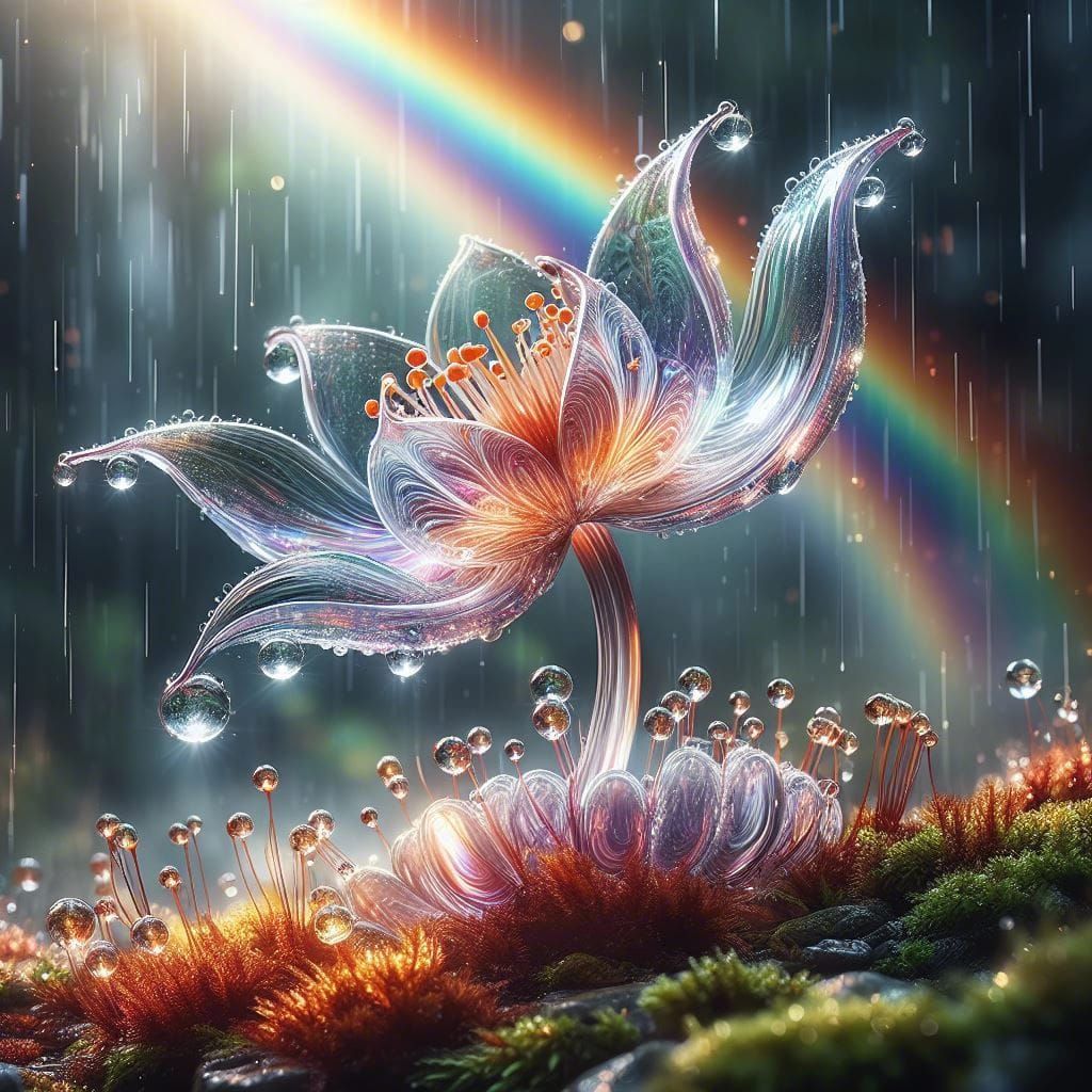 A Glass Flower in the Rain  by @Rosie