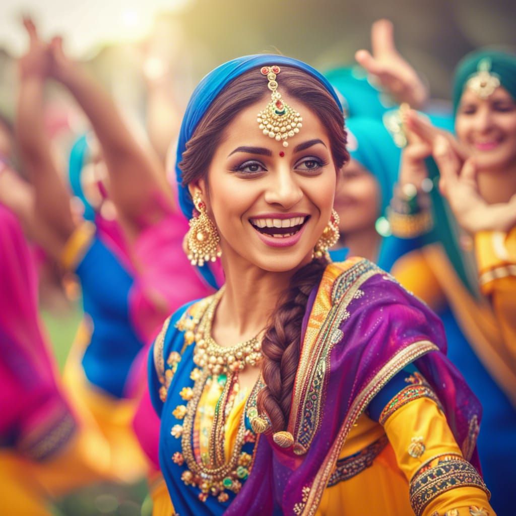 beautiful punjabi girls dancing bhangra - AI Generated Artwork - NightCafe  Creator