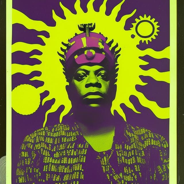 Sun Ra jazz-afro Album cover in the style of a New York Punk photocopy ...