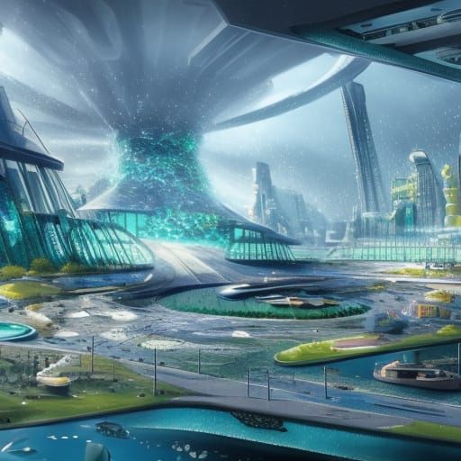 A Syfy city of the future made of sea glass - AI Generated Artwork ...