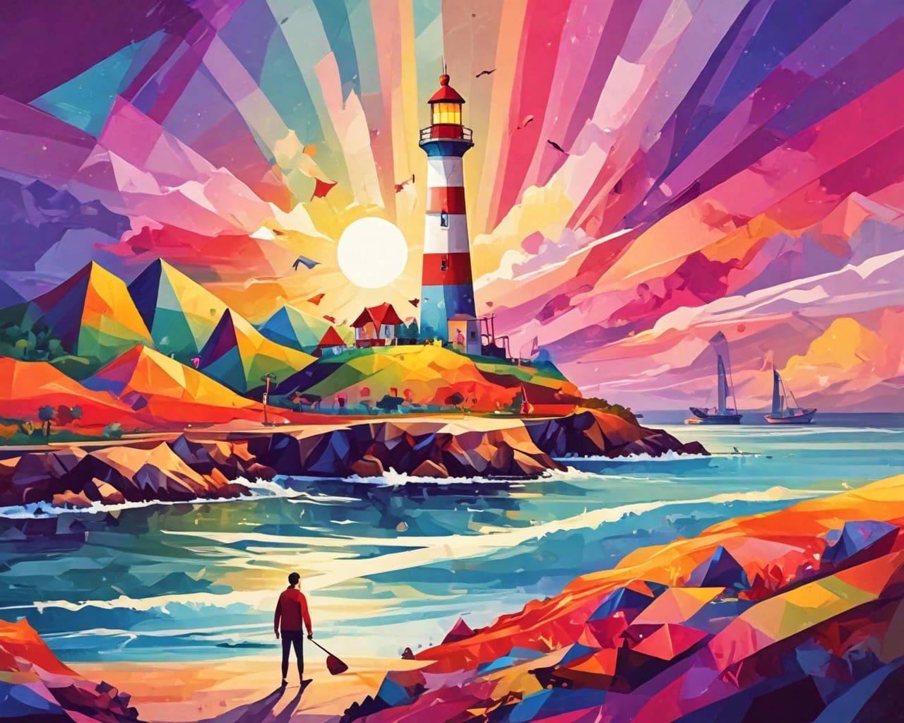 Lighthouse. Abstract scene.