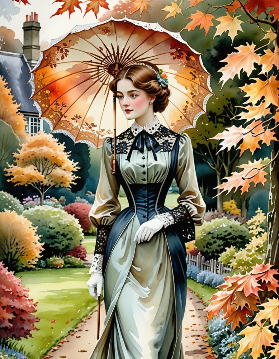 An Edwardian Lady Takes an Autumn Walk