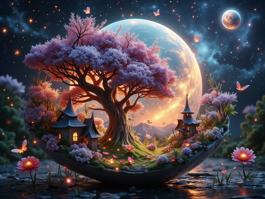 Inside a flower, a beautiful fairy sleeps in a kingdom lives, with mushroom shaped houses and  beautiful ...  by @Summerchild