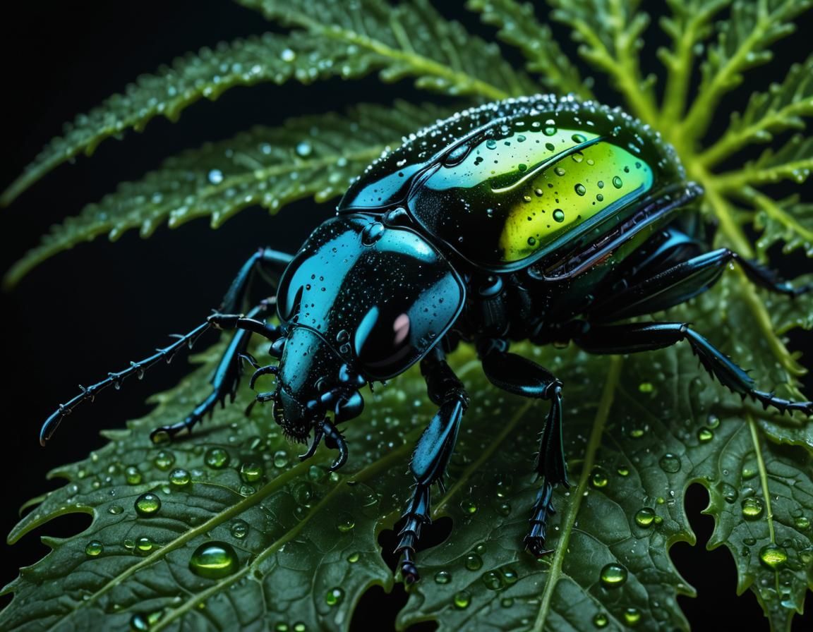 Beetle drinking the morning dew  by @Dmitri