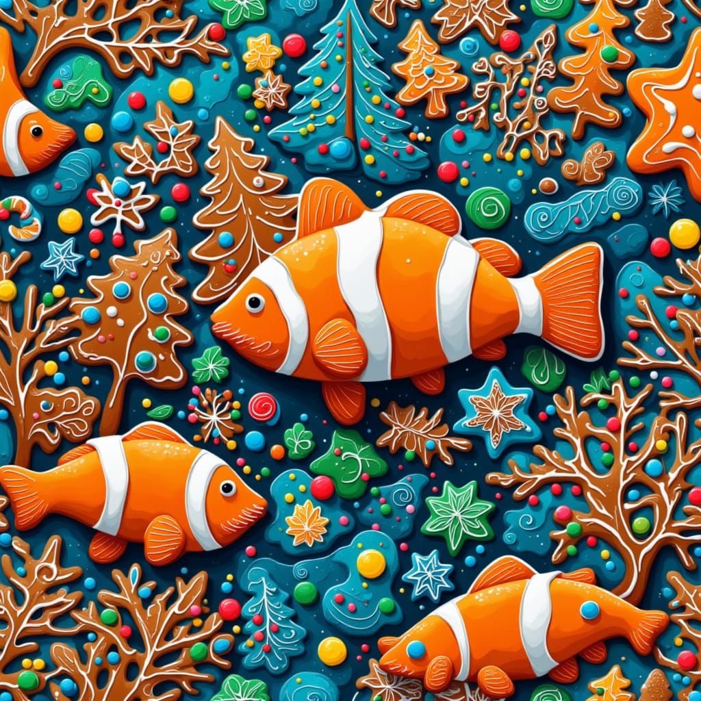 <lora:GINGERBREAD TREE:1.0> Clownfish