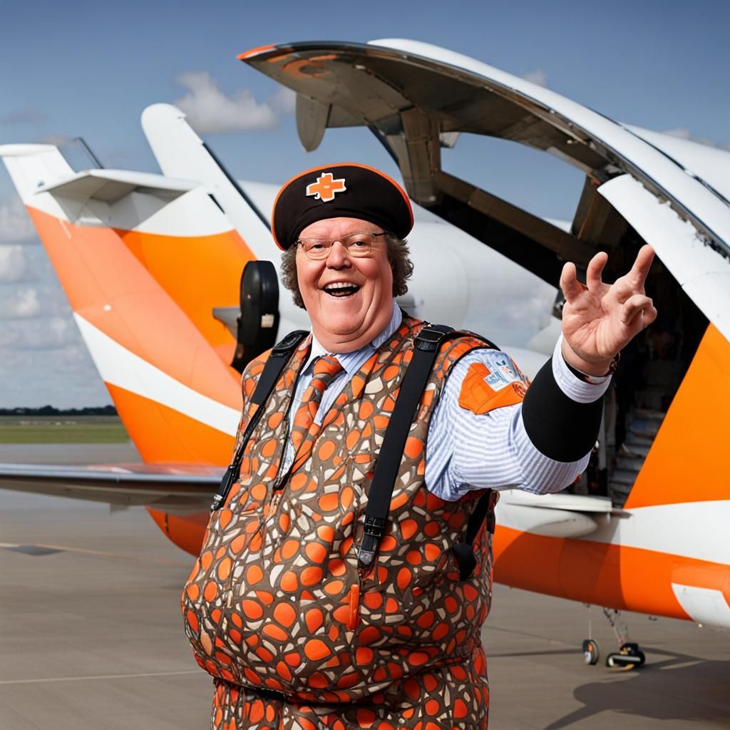"Roy Chubby Brown" is the pilot on an Easyjet flight from Teeside airport AI Generated Artwork