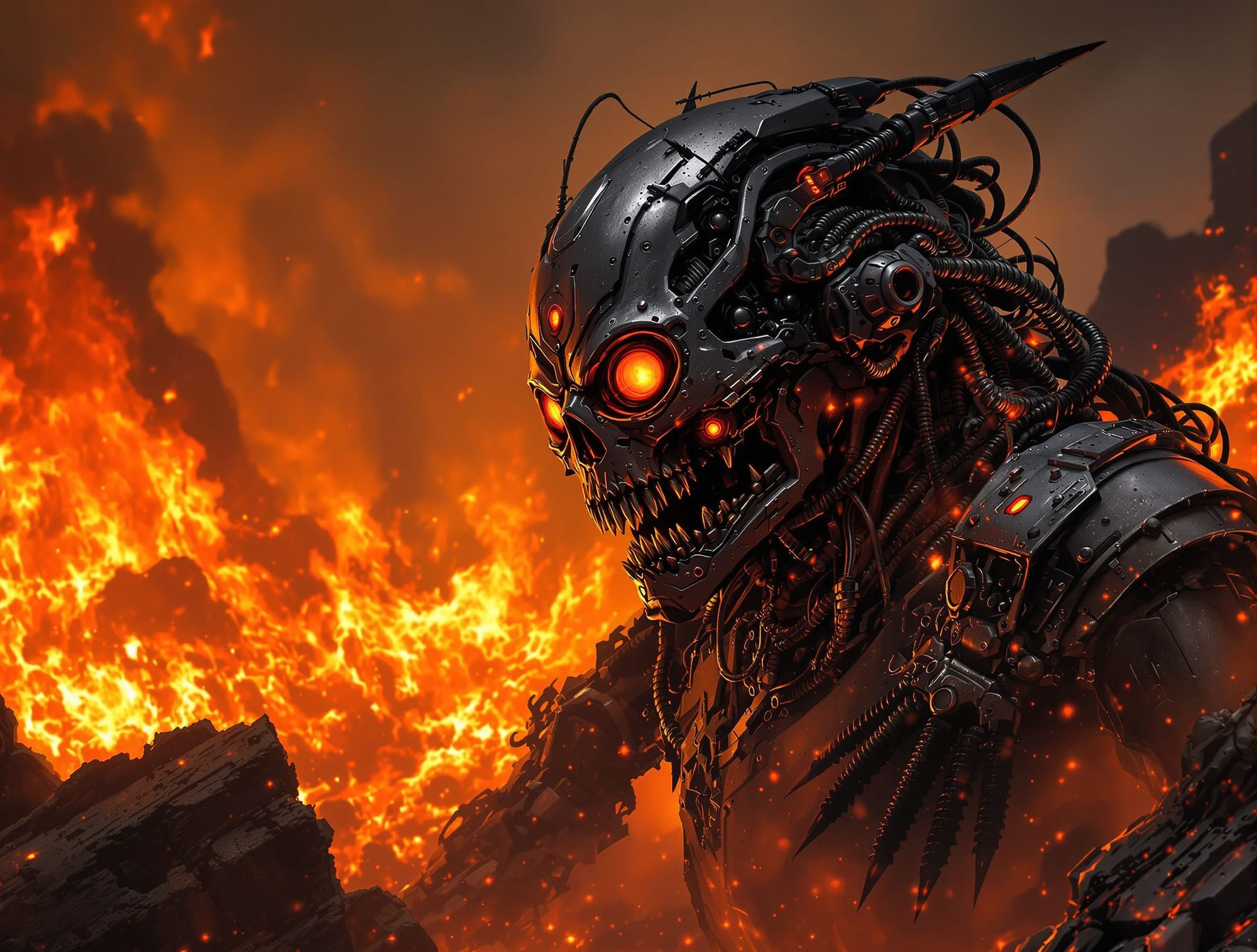 Robots Face Off In Hellish Landscape - Start Image 2