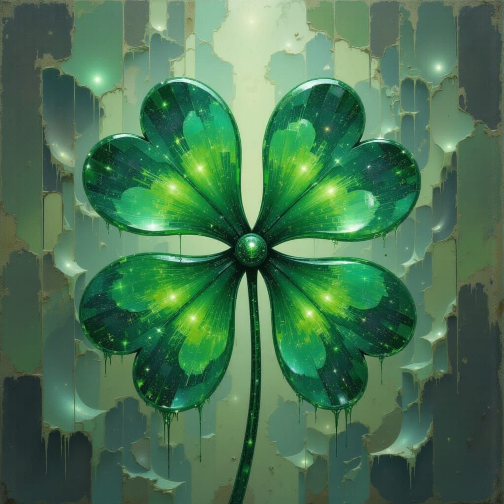 <lora:Muse:1.0> an ethereal glass four-leaf clover