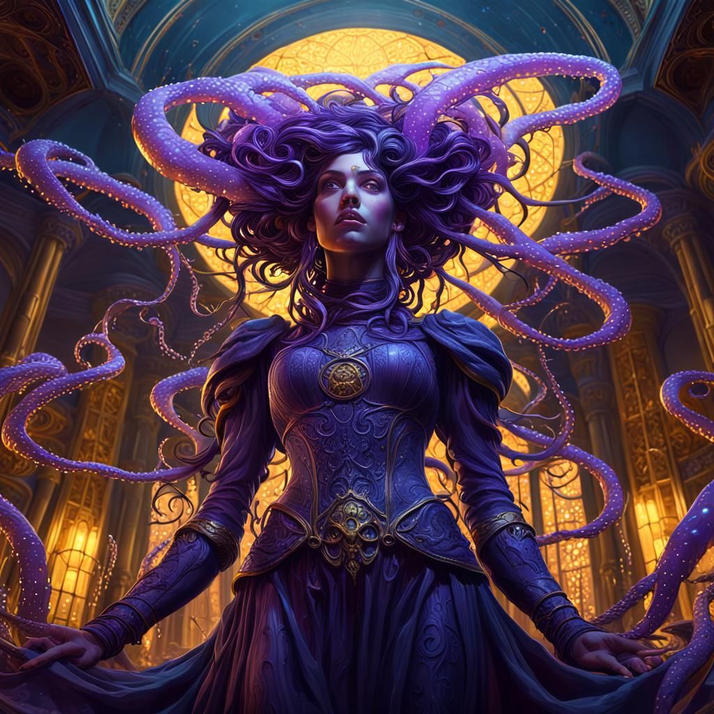 la méduse femme - Dark Fantasy Goddess in Mystical Splendor