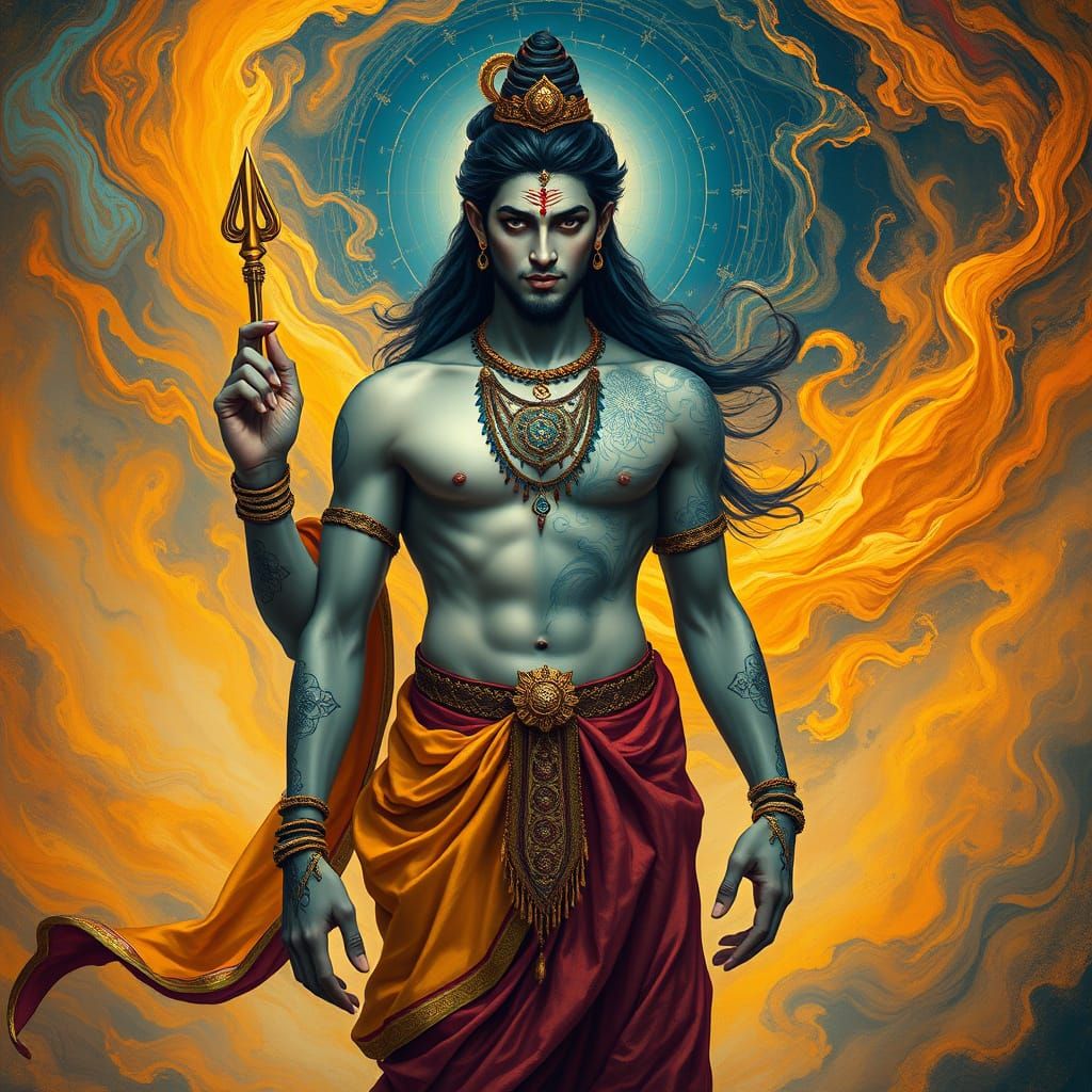 Mystical Androgynous Figure in Ethereal Futurism