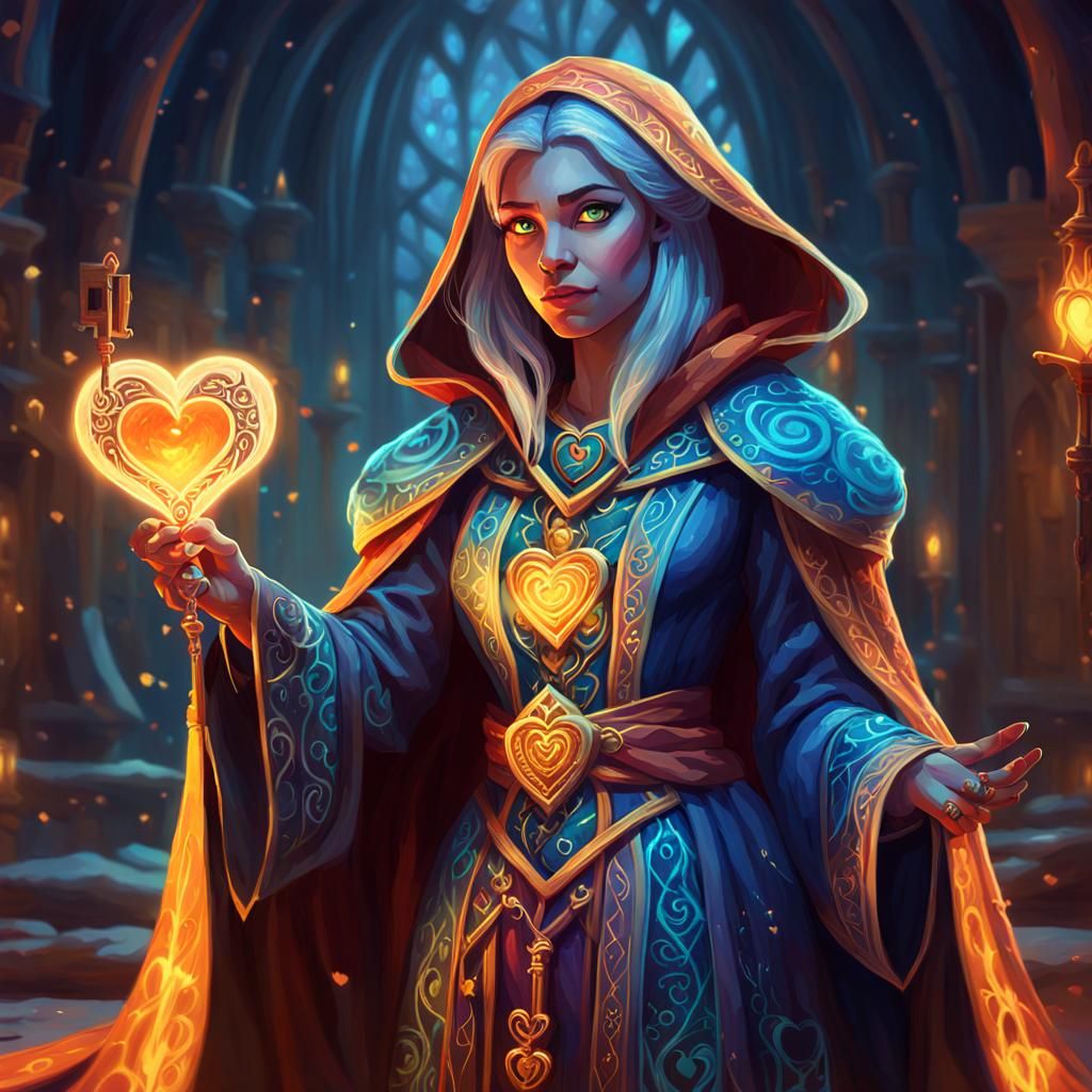 Ethereal Sorceress Unfolds the Heart of Secrets