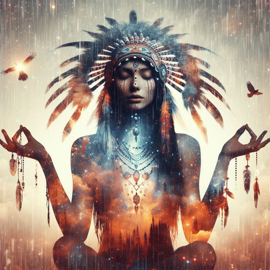 double exposure beautiful fantasy DALL-E 3 portrait landscape..