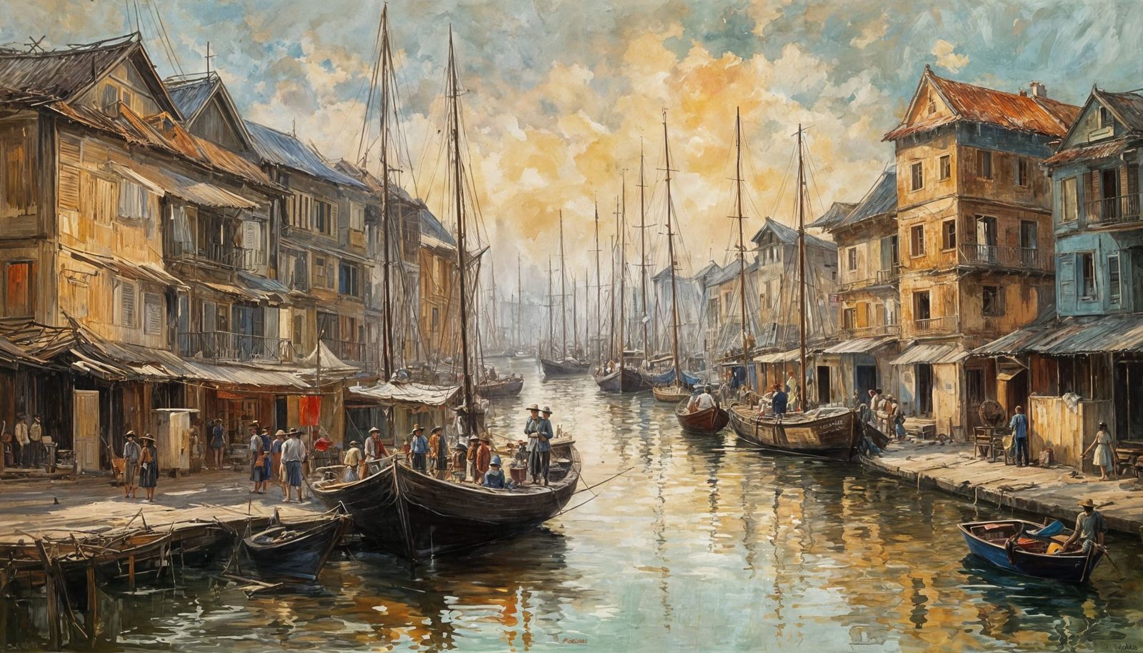 Sông Sài Gòn (Saigon) River - Harbor Scene 19th century Indochina era  by @Ex-Nihilo