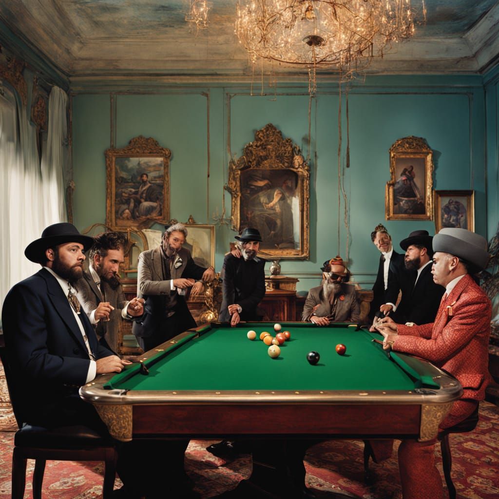 Hip Hasidic Men Play Billiards in Vintage Club