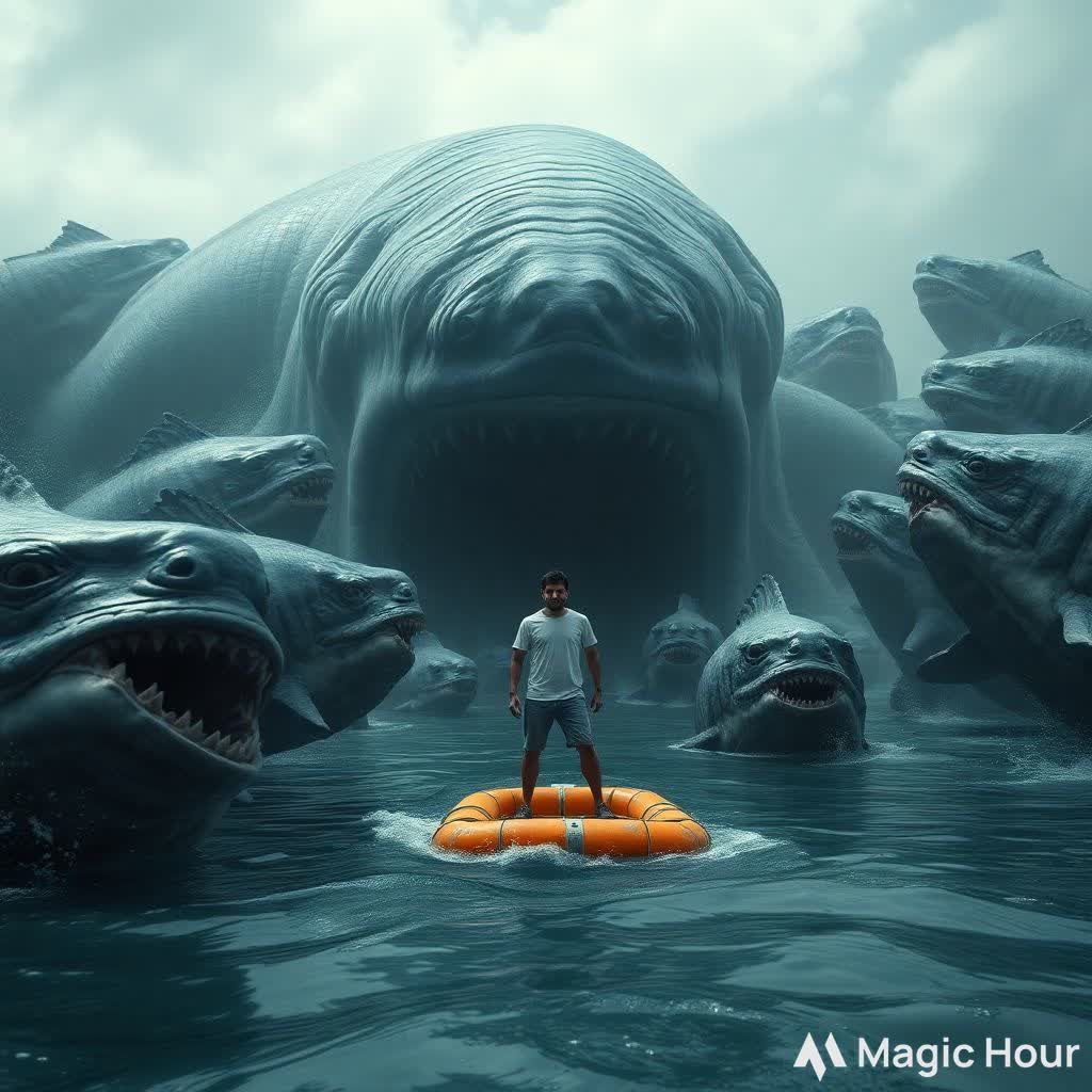 Creepy fantasy art fictional horror portrait of hungry giant...