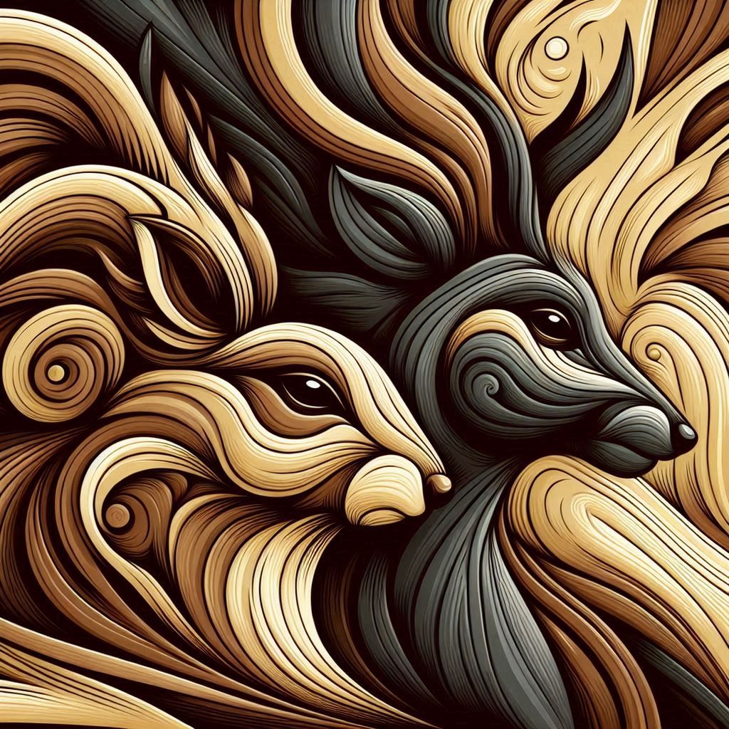 Squirrel and deer, abstract series