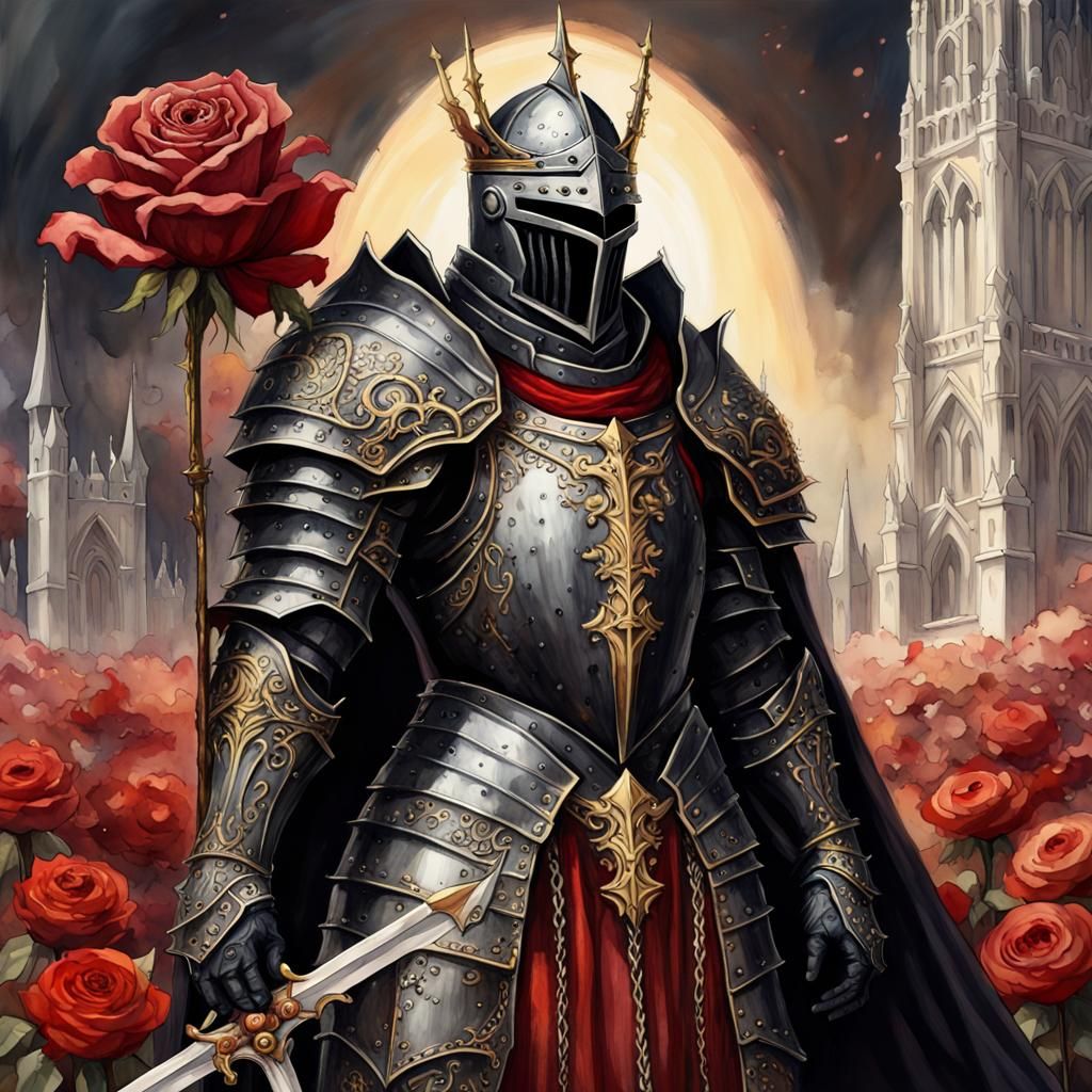 Elden Ring-Inspired Gothic Knight in Glorious Watercolor